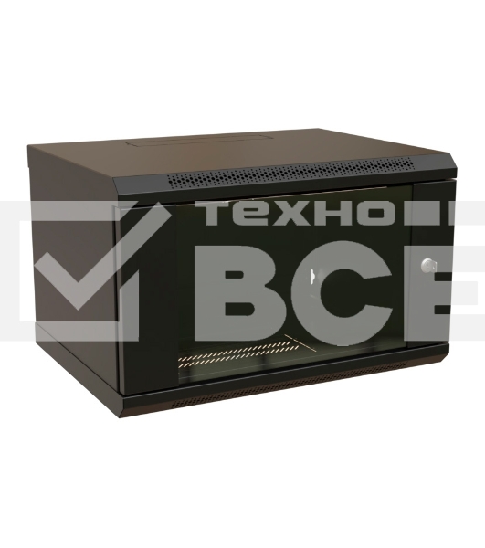 Шкаф коммутационный WRline (WR-TW-0966-GP-RAL9004) настенный 9U 600x600мм пер.дв.стекл 2 бок.пан. 60кг черный 520мм 500мм IP20 сталь