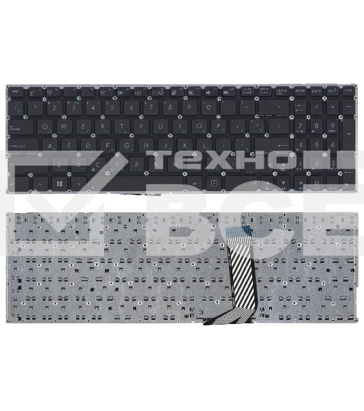 Клавиатура для ноутбука Asus X756 черная без рамки (горизонтальный Enter)