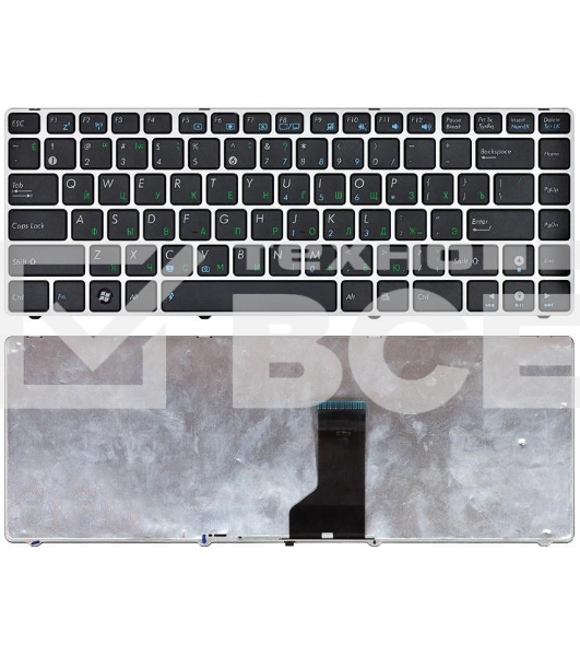 Клавиатура для ноутбука Asus UL30 K42 черная с серебристой рамкой