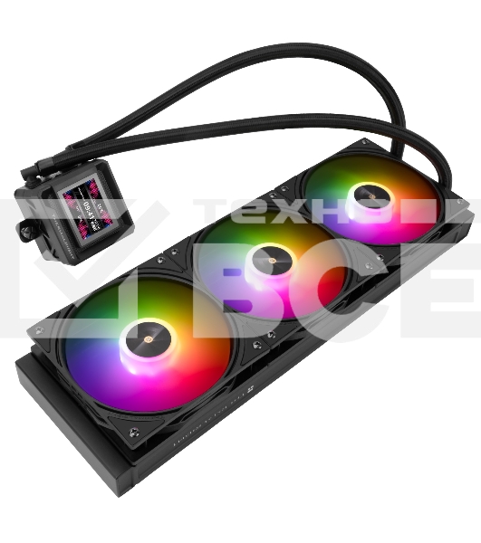 Водяное охлаждение для процессора Thermalright Frozen Warframe SE 360 ARGB Black (360mm, LED temp., Black, ARGB/ Fans: 3x120mm, 70.84CFM, 29.8dBA, 2000RPM/ Pump height 59mm, Rad thickness 27mm/ S: 1851, 1700, 1200, 115X, AM5, AM4)