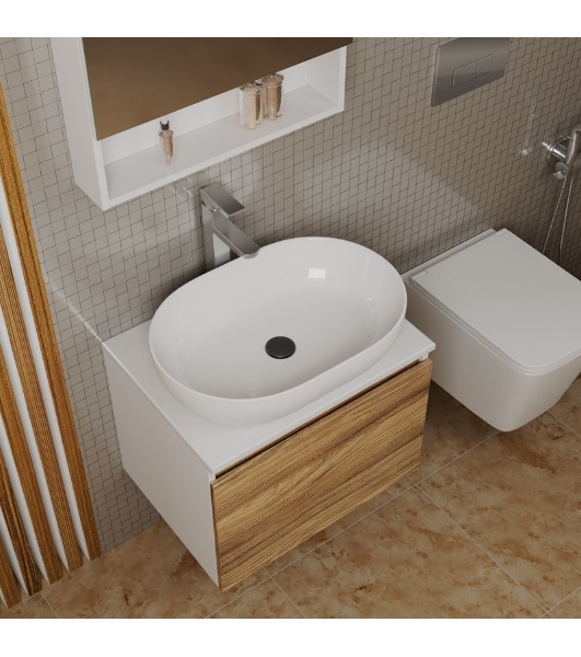 Комплект для ванной, 4 предмета (Тумба подвесная Bau Blackwood 60 + Раковина BAU 59х40 + Смеситель высокий Hotel Still, нерж. сталь, выпуск черный)