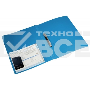 Папка на 2-х кольцах Бюрократ -0812/2RBLUE A4 пластик 0.8мм кор.40мм внут.и торц.карм синий