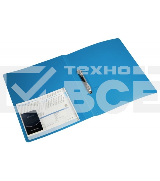 Папка на 2-х кольцах Бюрократ -0812/2RBLUE A4 пластик 0.8мм кор.40мм внут.и торц.карм синий