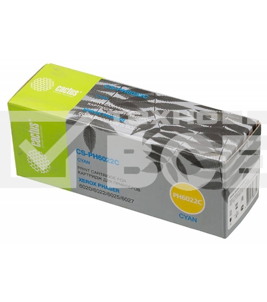Картридж лазерный Cactus CS-PH6022C 106R02760 голубой (1000 стр.) для Xerox Phaser 6020/6022/WC6025/6027