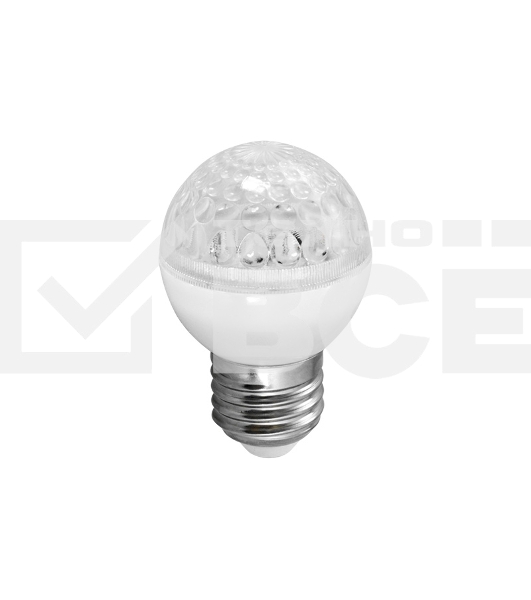 Лампа шар e27 10 LED  Ø50мм  зеленая 24В (постоянное напряжение)