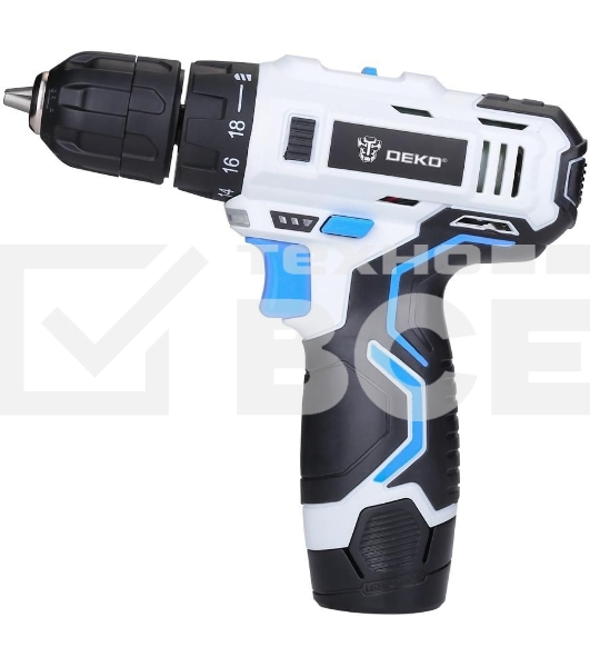 Дрель-шуруповерт Deko GCD12DU3, 12 В, 1.5 Ач, 32 Нм, щеточный