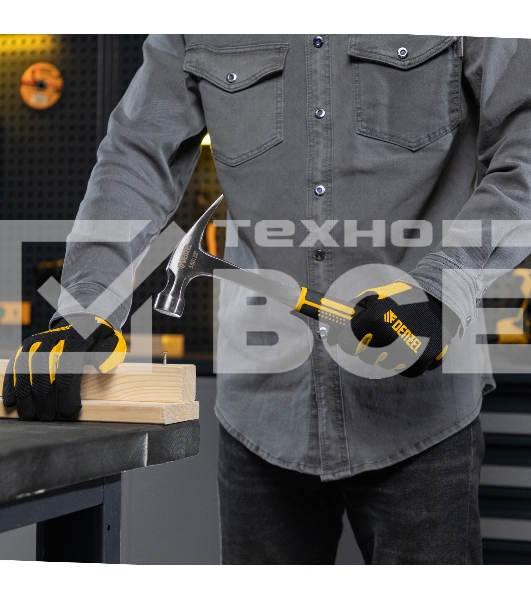 Молоток-гвоздодер 560 г, цельнометаллический, двухкомпонентная  рукоятка   Denzel