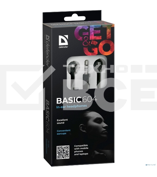 Наушники Defender Basic 604 вставки черный