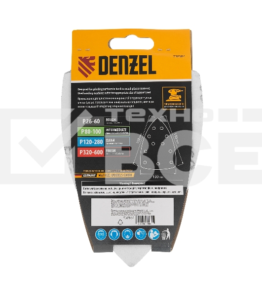 Треугольник абразивный Denzel на ворc. подложке под 