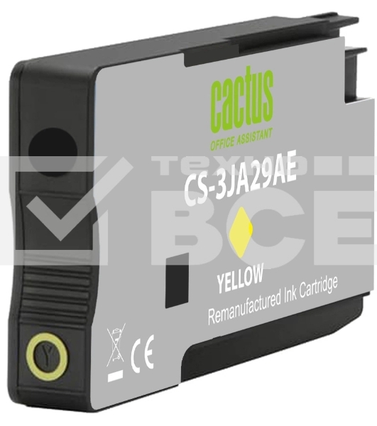 Картридж струйный Cactus 963XL CS-3JA29AE (есть ограничения по прошивке) желтый (25.5 мл) для HP OfficeJet Pro 9010/9010e/9012/9014/9015/9016/9019
