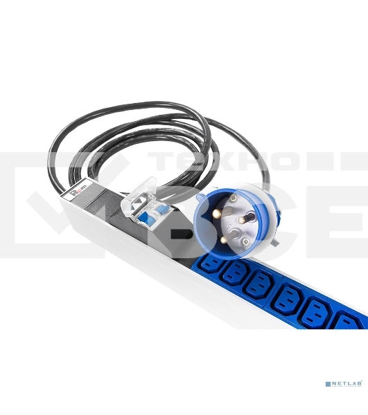 Блок силовых розеток Rem Rem-32, IEC 60320 С13 х 36, вход IEC 309, шнур 3 м, 1 463мм, однофазный 32А, автомат + индикатор, серый