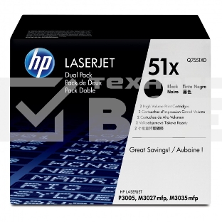 Картридж лазерный HP Q7551XD черный двойная упаковка для LaserJet P3005/M3027mfp/M3035mfp 2 x 13000стр.