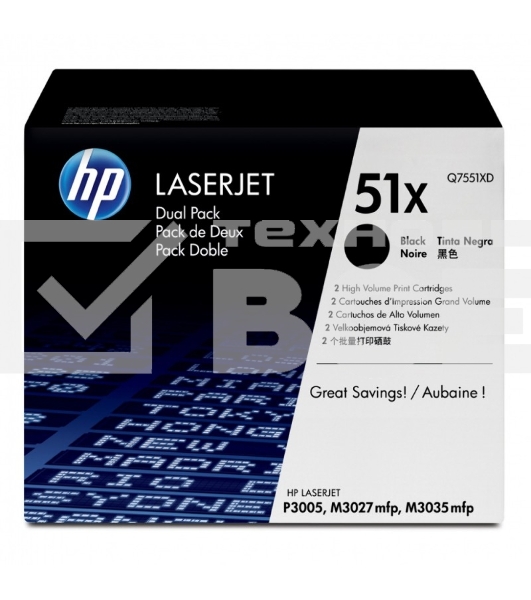 Картридж лазерный HP Q7551XD черный двойная упаковка для LaserJet P3005/M3027mfp/M3035mfp 2 x 13000стр.