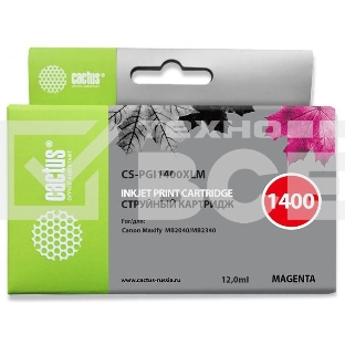 Картридж струйный Cactus CS-PGI1400XLM пурпурный (12 мл) для HP Canon MB2050/MB2350/MB2040/MB2340