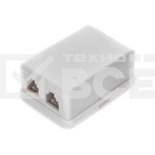 Розетка телефонная TA-102 RJ-11 (6P4C) внешняя 2 порта, белая