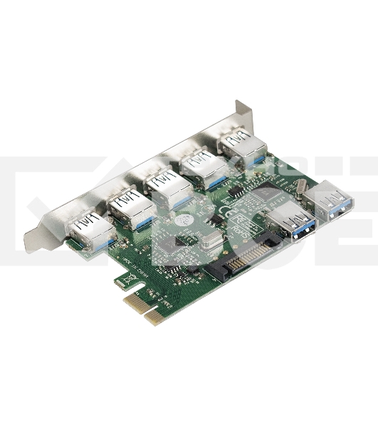 Контроллер ExeGate EXE-317 PCI-E 2.0, 5*USB3.0 ext + 2*USB3.0 int, разъем доп.питания (OEM)