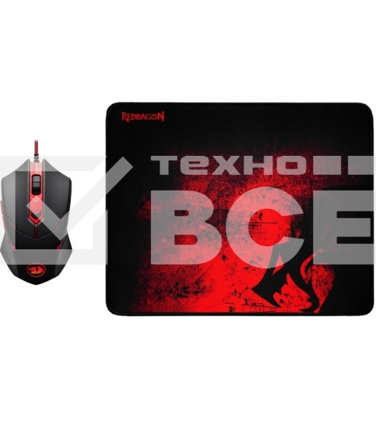 Мышь проводная + коврик Defender Redragon M601BA черный, 3200 dpi, USB, кнопки - 7