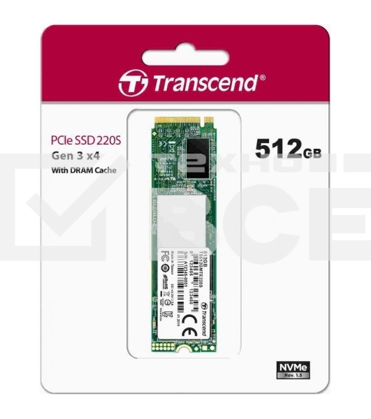 Накопитель SSD 512GB Transcend MTE220S, 3D TLC NAND, M.2, PCI-E 4x [ R/W - 2800/3500 MB/s]