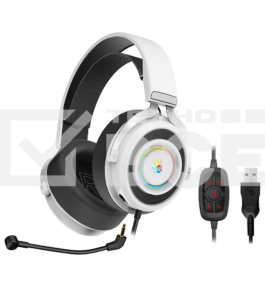 Наушники с микрофоном A4Tech Bloody G535 белый/черный 2м мониторные USB оголовье (G535 (BLACK+WHITE) USB)