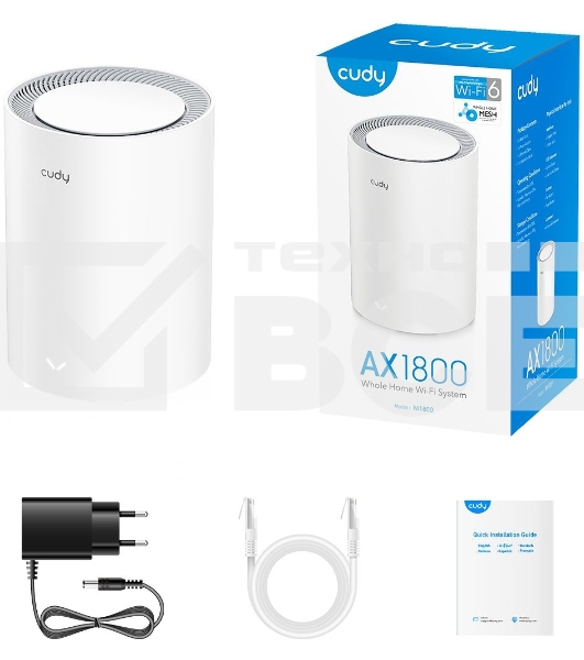 Бесшовный Mesh роутер Cudy M1800 (M1800 1-PACK) AX1800 10/100/1000BASE-TX/Wi-Fi белый