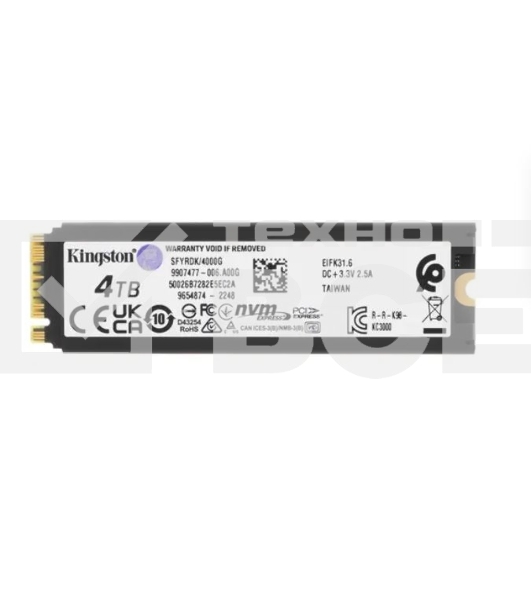 Накопитель SSD Kingston Fury Renegade, 4Tb, PCIe 4.0 x4, M.2 2280, NVMe, R/W 7300/7000, с радиатором