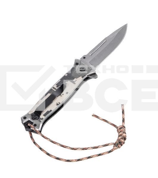 Нож складной Denzel, многоцелевой, системы Liner-Lock, с накладкой G10 на прямой рук-ке+стеклобой 79208
