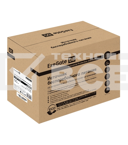 Источник бесперебойного питания (инвертор, синус, для котла) ExeGate SineTower SN-2000.LCD.AVR.3SH.1C13.RJ.USB 2000VA/1600W, чистая синусоида, LCD дисплей, AVR, 3*Schuko+1*C13, RJ45/11, USB, линейно-интерактивный, черный