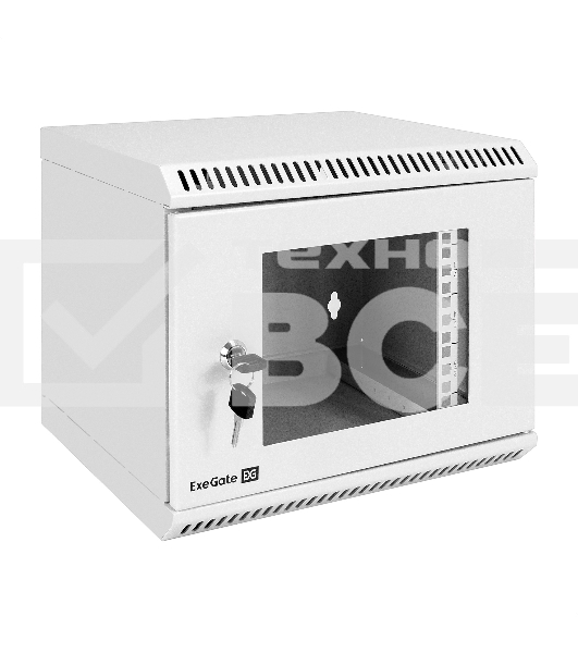 Шкаф телекоммуникационный 10' настенный 6U ExeGate EC-WM-6U.280.G.GREY (10', 6U, 350x280x287мм (ШхГхВ), передняя дверь закаленное стекло, пыле- и влагозащита IP23, светло-серый RAL 7035)