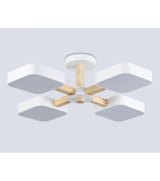 Светильник Ambrella light FL4879/4 WH/WD белый/дерево 72W 3000-6000K D610*160 (без ПДУ)