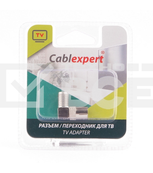 Переходник  Cablexpert APL-FTVF-02, F (мама) / TV (мама), 90 градусов, блистер