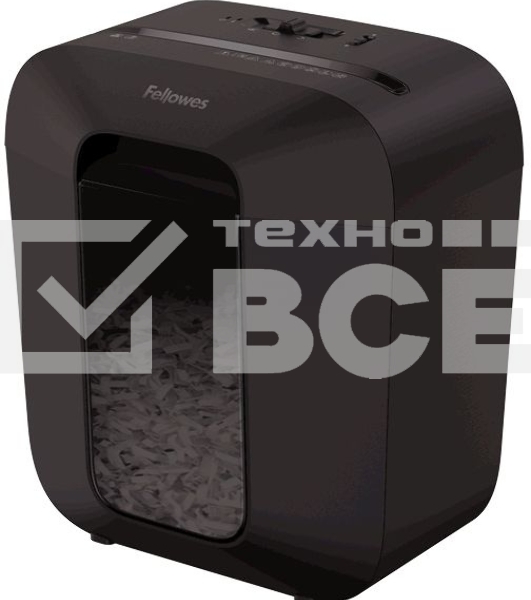 Шредер Fellowes PowerShred LX25 черный (секр.P-4)/перекрестный/6лист./11.5лтр./скрепки/скобы/пл.карты