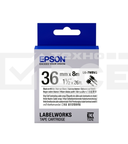 Картридж ленточный EPSON LK-7WBVS (C53S657014) черный на белом (36 мм 8 м) для LabelWorks LW-900P LW-900