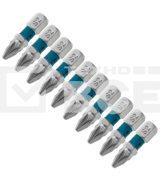 Набор бит GROSS РZ2x25, сталь S2, 10шт 11340