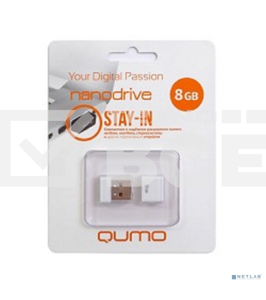 Флэш Диск USB 2.0 QUMO 8GB NANO QM8GUD-NANO-W White