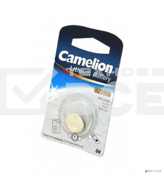 Батарейка литиевая Camelion CR1620 BL-1 (CR1620-BP1, 3V)