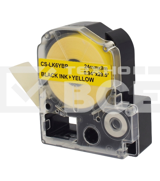 Картридж ленточный Cactus CS-LK6YBP черный шрифт, желтый фон (24 мм, 9 м) для Epson LW700/LW600P/LW1000P/Z700/Z900