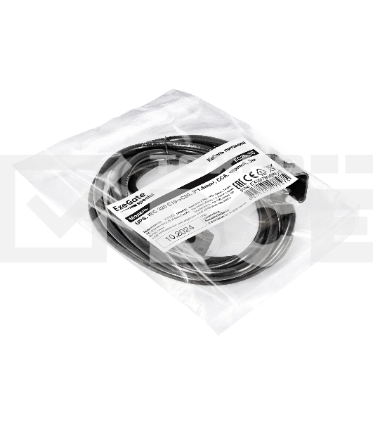 Кабель питания (UPS) ExeGate Special EC20-3S (IEC 320 C19->C20, 3*1.5mm2, CCA, черный, 3м)