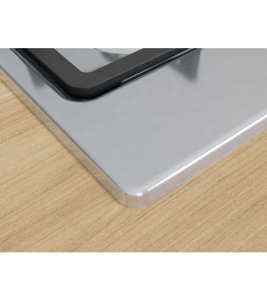 Газовая варочная панель Bosch PGH6B5K90R Serie 4, 60см, нержавеющая сталь, 4 конфорки,1 WOK-конфорка c 2 контурами пламени, составные чугунные решетки, газ-контроль, автоматический электроподжиг, сделано в Испании