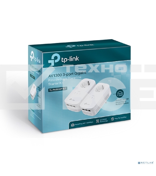 Комплект гигабитных Powerline-адаптеров со встроенной розеткой TP-Link TL-PA8030P KIT AV1300