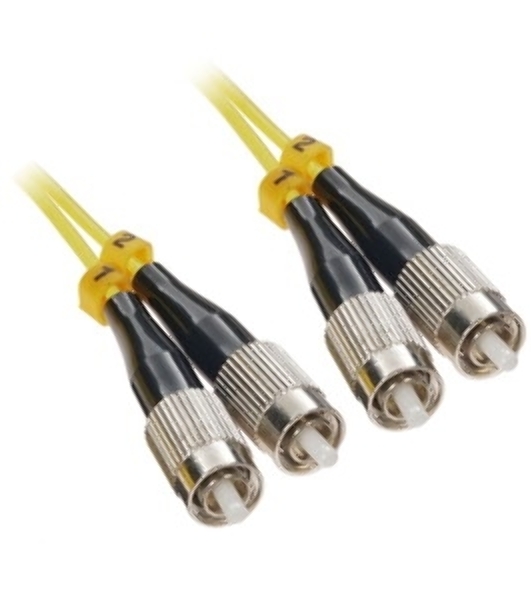 Патч-корд волоконно-оптический Hyperline FC-D2-9-FC/UR-FC/UR-H-1M-LSZH-YL(шнур) SM 9/125 (OS2), FC/UPC-FC/UPC, 2.0 мм, duplex, LSZH, 1 м
