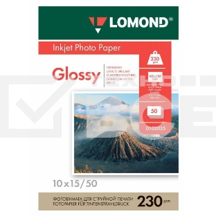 Фотобумага Lomond 0102035 10x15/230г/м2/50л./белый глянцевое для струйной печати
