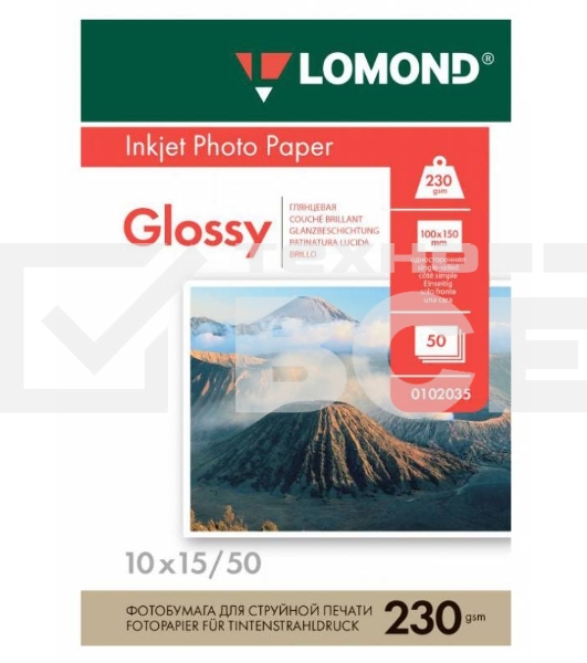 Фотобумага Lomond 0102035 10x15/230г/м2/50л./белый глянцевое для струйной печати