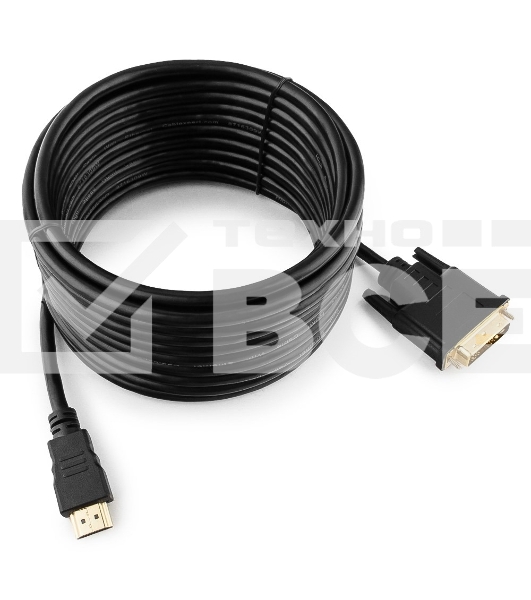 Кабель HDMI-DVI Cablexpert CC-HDMI-DVI-7.5MC, 19M/19M, single link, медь, позол.разъемы, экран, 7.5м, черный, пакет