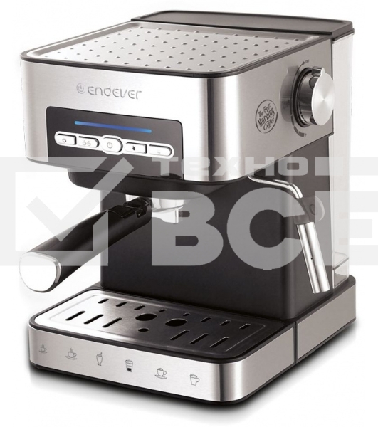 Кофеварка рожковая Endever Costa-1065 серебристый, исп. кофе - молотый, 1.6 л, 1000 Вт, 20 бар.