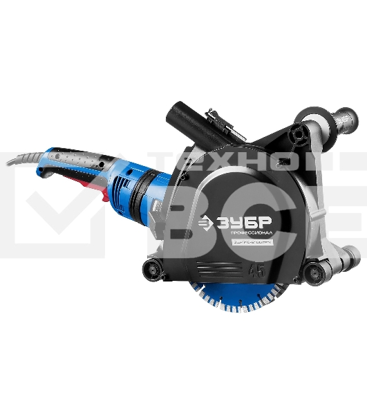 Штроборез ЗУБР ЗШ-П45-2100 ПВТК глуб. 45 мм, 180 мм, подключ. пылесоса, плавный пуск, 2100 Вт