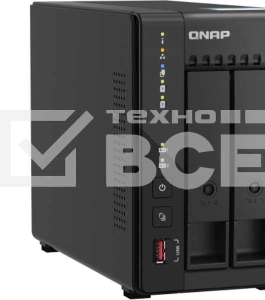 SMB QNAP TS-253E-8G NAS, 2-tray w/o HDD. 2xHDMI-port. 4-core Celeron J6412 2-2.6 GHz, 8GB DDR,  2x2.5Gb LAN, 2 x M.2 2280 PCIe Gen 3 x2, 2x USB 3.2 Gen 2 (10Gbps) Port, 2x USB 2.0 port