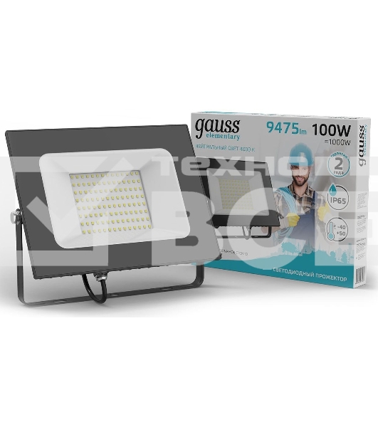 Прожектор уличный Gauss Elementary светодиодный 100Вт корп.алюм.черный
