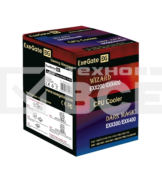 Кулер для процессора ExeGate Dark Magic EE400XL-PWM черный, 120 мм, алюминий/медь, 2400 об/мин, 37 дБ, 4 pin, 140 Вт, 155 мм