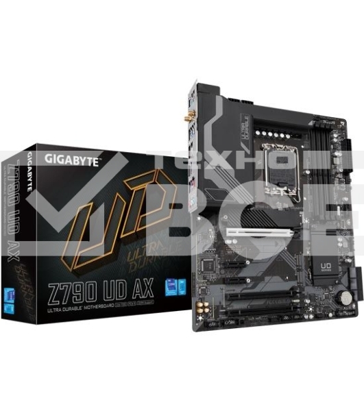 Материнская плата Gigabyte Z790 UD AX (V1.1/V1.2), LGA 1700, Intel Z790, 4xDDR5, 6xSATA, 3xM.2, 1xPCIe 5.0 x16, 1xPCIe 4.0 x4, 1xPCIe 3.0 x1, 1xHDMI, 1xDP, 1x 2.5Gb LAN, 4xUSB-A 2.0, 4xUSB-A 3.2 Gen 1, 1xUSB-A 3.2 Gen 2, 1xUSB-C 3.2 Gen 2x2, 7.1, ATX