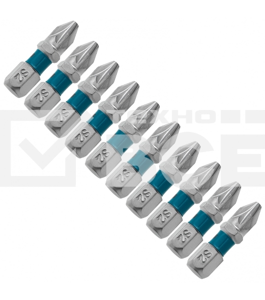 Набор бит GROSS РZ2x25, сталь S2, 10шт 11340